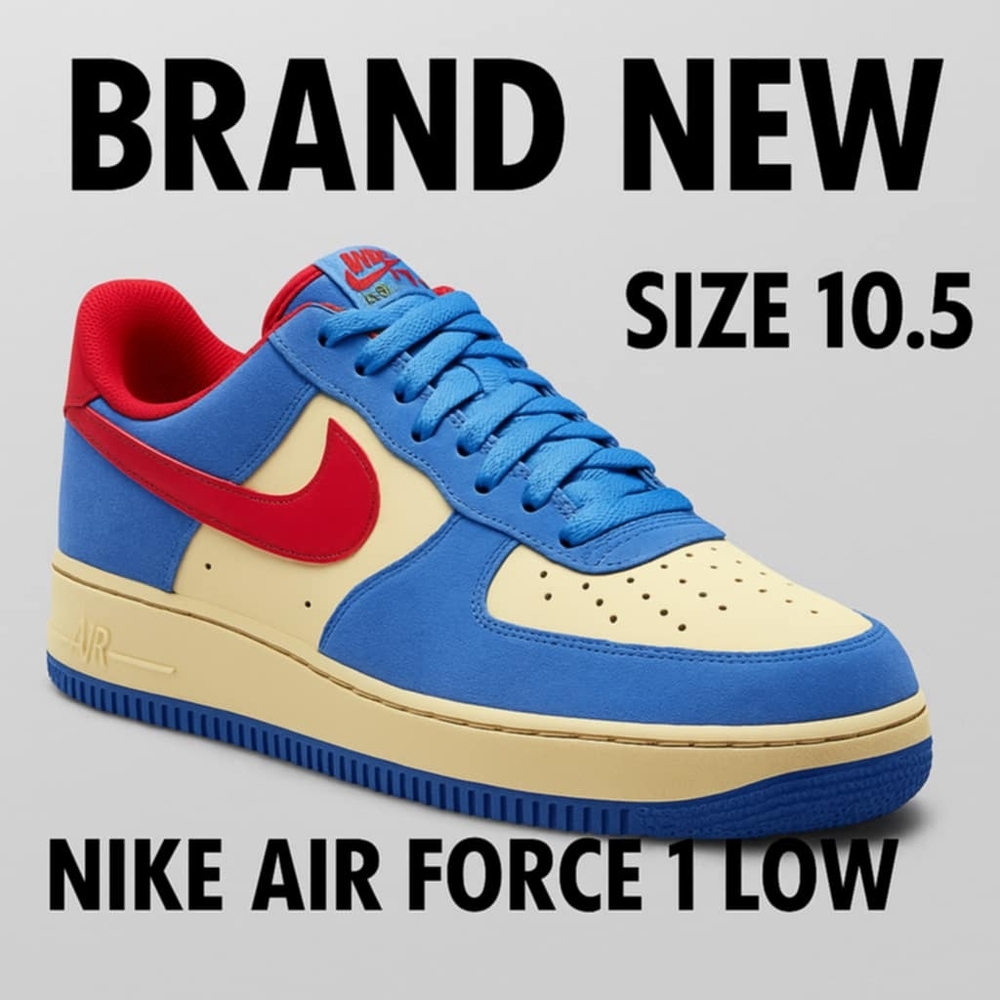 Nike Air Force 1 Premium Low Blue and Red Beige Sneaker Streetwear BrandNew 10.5